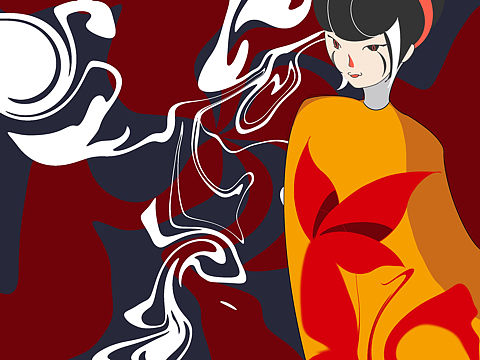 个人练习插画-迷幻猫