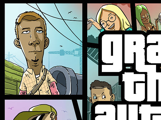 上班摸鱼,高仿GTA海报