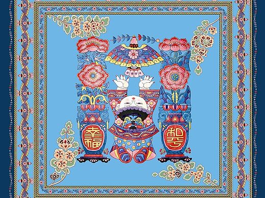 农民画民族风丝巾图案
