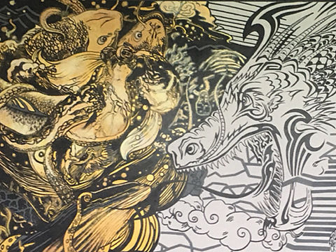 一副不灵不灵的金光闪闪的壁画（墙绘）的创作历程（个人主页-ZMjMwMDUyNDQ=） - 家装设计 - 站酷设计师李琳然原创素材 - 站酷ZCOOL