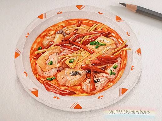 手绘美食,国宴东安鸡