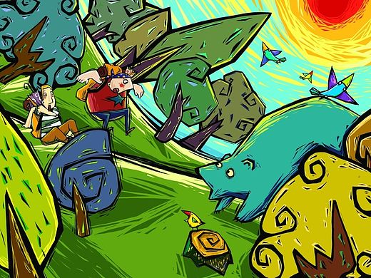 熊和旅人插图作品儿童插图