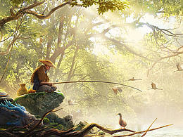 麒麟仙翁釣蘭江－春江水暖