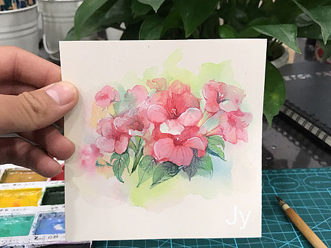 水彩凌霄花