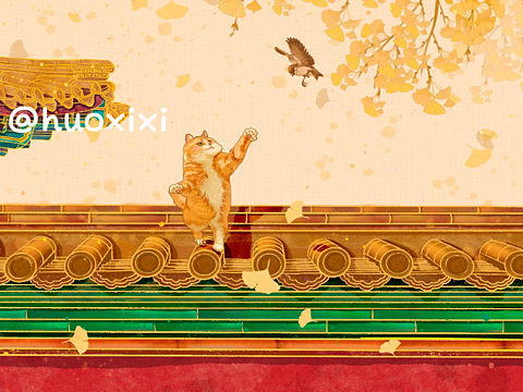 故宫帕帕小猫插画