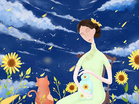 美女与猫（个人主页-ZNDUwMjQ5ODQ=） - 创作习作 - 站酷设计师LRX四海八荒原创素材 - 站酷ZCOOL