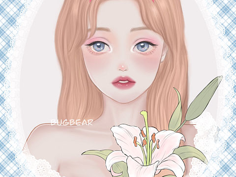 花与少女——百合（个人主页-ZNTIxMjIyOTI=） - 创作习作 - 站酷设计师Bugbear原创素材 - 站酷ZCOOL