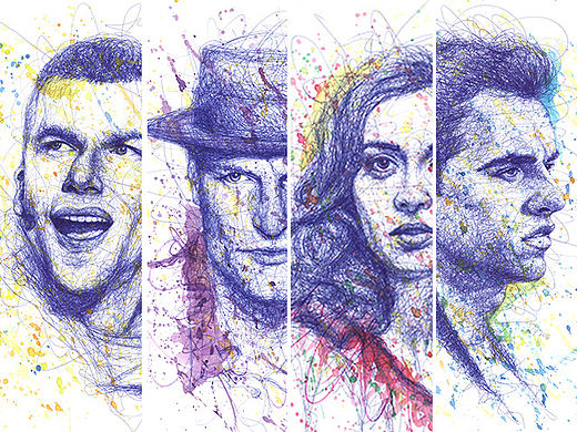 圆珠笔线体绘——《惊天魔盗团2》