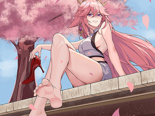 八重神子同人图（个人主页-ZNTg0MDA5MTI=） - 艺术插画 - 站酷设计师D丶三舞原创素材 - 站酷ZCOOL