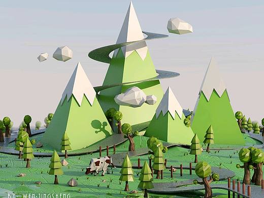 C4D low poly建模渲染