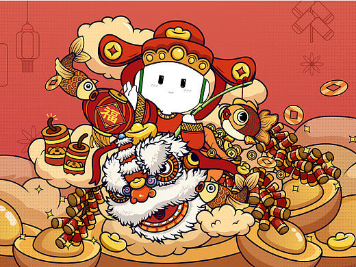 OPPO新年插画电脑锁屏壁纸