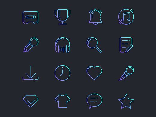 弥散渐变和MBE风格结合的一组音乐APP Icon