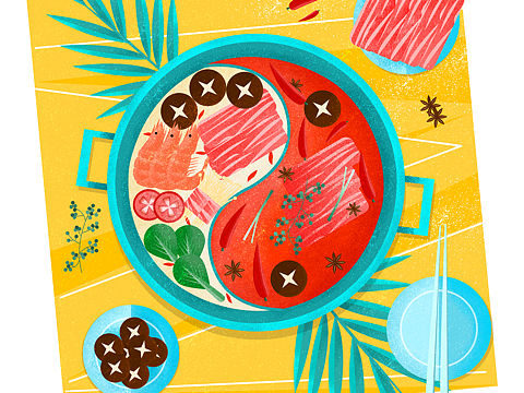 扁平风食物插画
