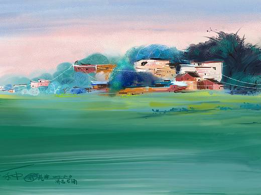 雨后小村落写生（个人主页-ZMjg0NDc2Njg=） - 创作习作 - 站酷设计师青先生粘土画室原创素材 - 站酷ZCOOL