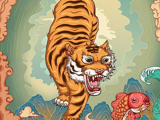 虎年插畫（個人主頁-ZNTcyODkwNzI=） - 商業(yè)插畫 - 站酷設(shè)計師宇零一原創(chuàng)素材 - 站酷ZCOOL