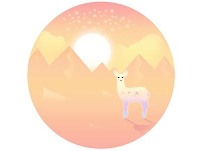 风景和鹿插画临摹