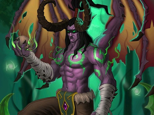 在费伍德森林获得古尔丹之颅的伊利丹·怒风…插画-创作习作1年前添加