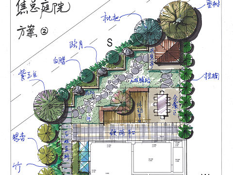 别墅庭院设计手绘方案图