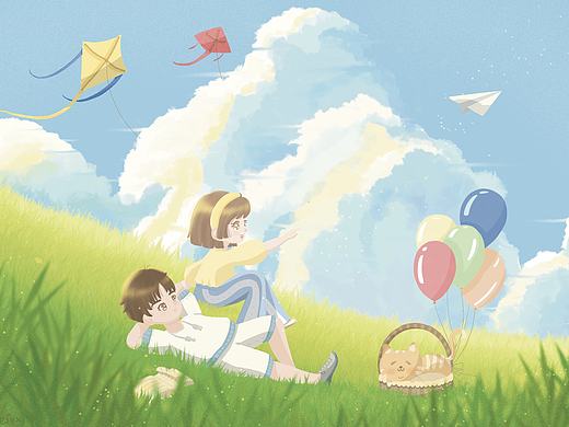 两个人的春天（个人主页-ZNTkyOTg4MzI=） - 商业插画 - 站酷设计师一枚细原创素材 - 站酷ZCOOL