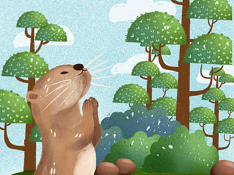 儿童插画 雨水 獭鱼祭（个人主页-ZNTEwMzY0NDA=） - 儿童插画 - 站酷设计师又又彭原创素材 - 站酷ZCOOL