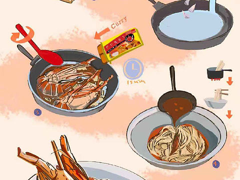 如果制作龙虾咖喱面