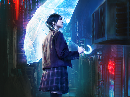 数字雨赛博朋克风格
