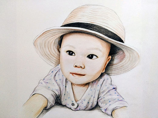 彩铅手绘儿童肖像画---叶青(过程)