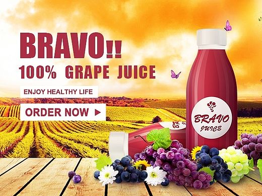 果汁饮品海报及展示页面