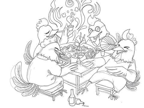 餐饮插画线稿