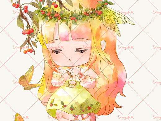 立绘仿水彩Q版女孩（个人主页-ZNTI0MDE3ODQ=） - 艺术插画 - 站酷设计师Stacey默默原创素材 - 站酷ZCOOL