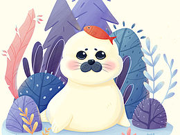動物小場景海豹子