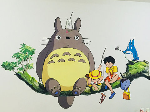 手绘绿植龙猫匠心彩绘