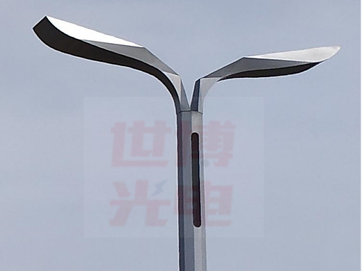 世博 12米简单大气路灯led市电双臂双挑臂双头路灯厂家