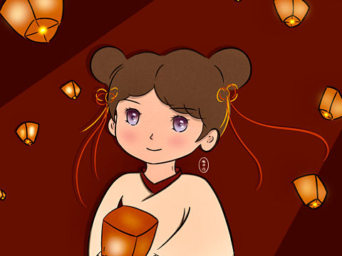 古风原创插画 祈福女孩头像