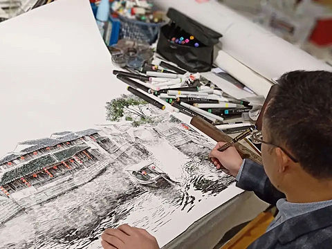 钢笔画