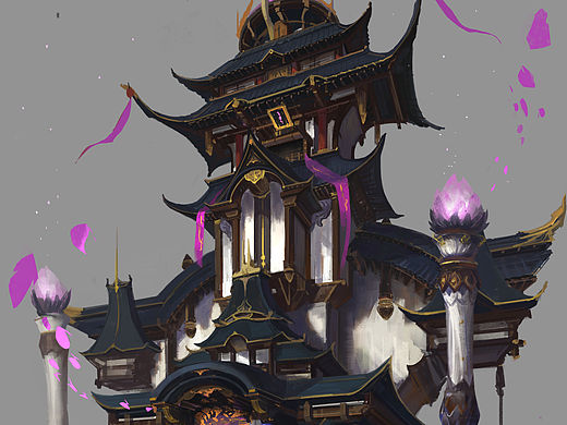 游戏原画中国风大型门派建筑设计（迷花林）