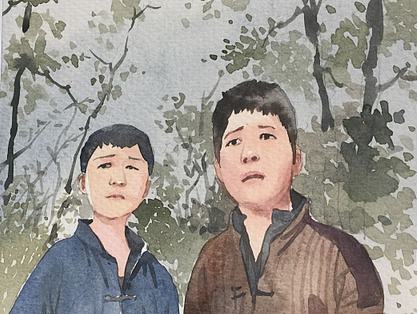 革命题材水彩插画
