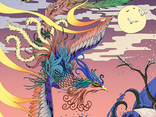 凤凰 涅槃 纹身 线条平面-图案7630065捻风堂8年前《四象·降临》青龙
