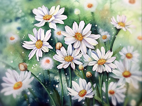 水彩雏菊
