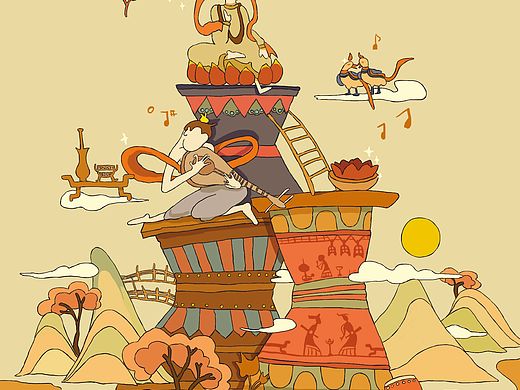 敦煌乐器系列插画