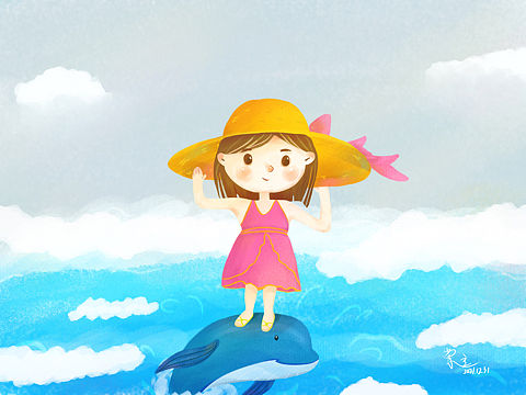 骑海豚的小姑娘