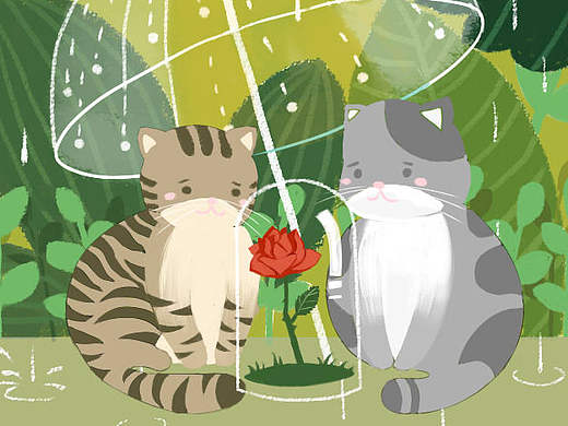 临摹 (雨中的猫咪)