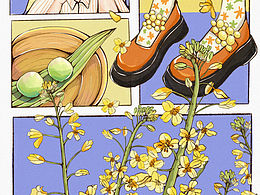 procreate水彩清明踏青插分镜插画