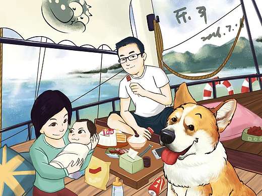 给柯基五花肉的明信片设计