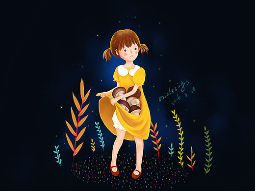 采蘑菇的小姑娘
