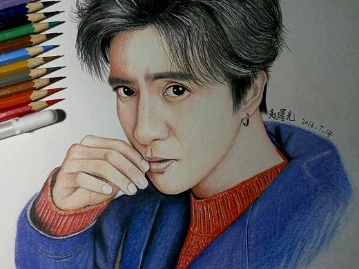 手绘薛之谦彩铅肖像