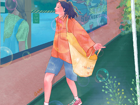 原创清新女孩插画设计