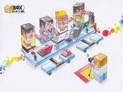 余兴丨盒子风宿舍合照插画