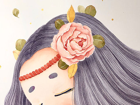 森系水彩人物绘今日份