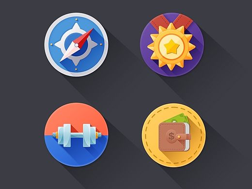 长投影 icon 练习（附PSD）